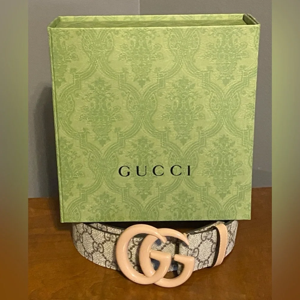 GUCCI Marmont Beige/Tan with “GG” Monogram Belt, Authentic, NIB